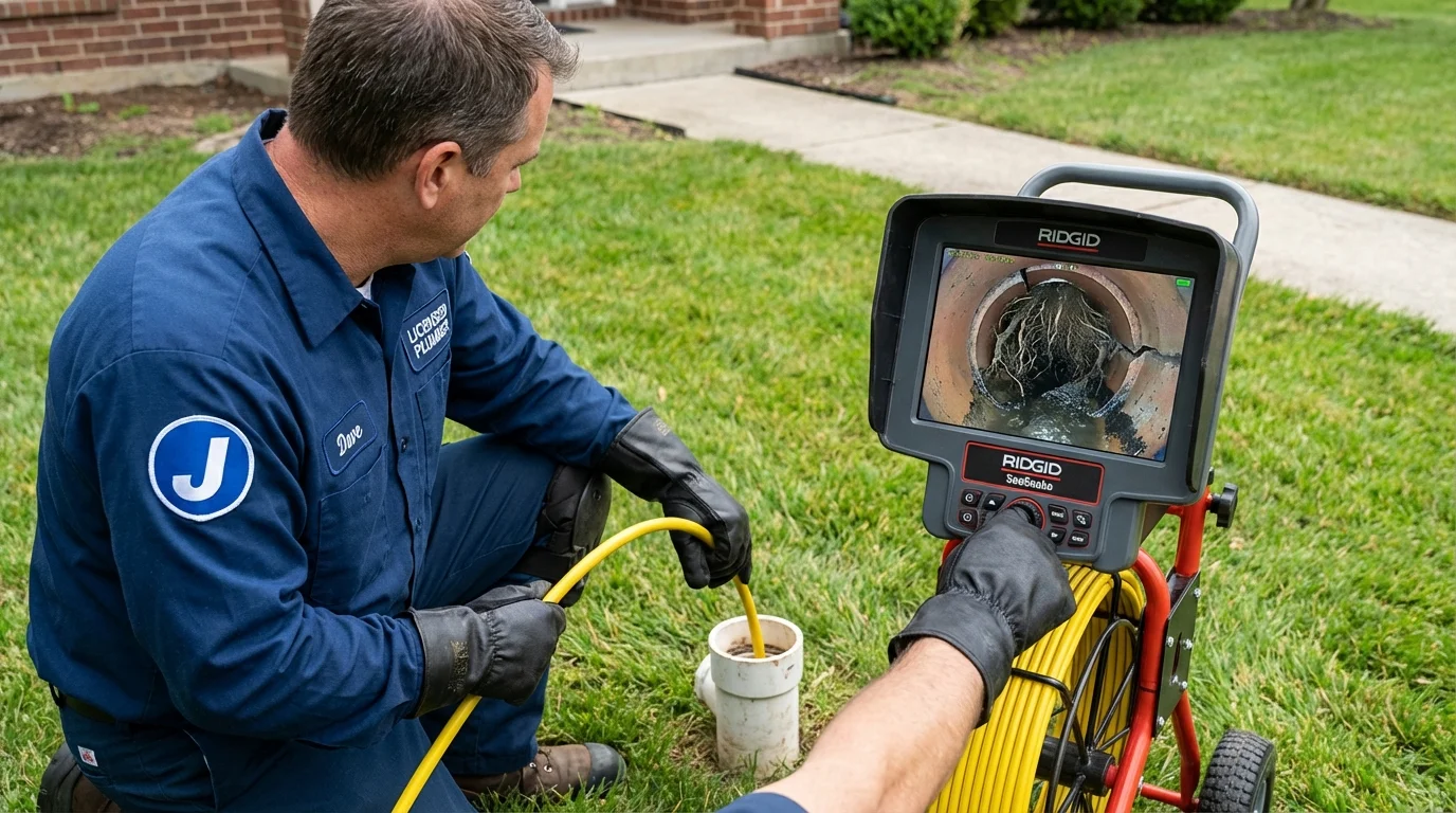 Sewer camera inspection being performed by Johns Plumbing LLC in Clarion